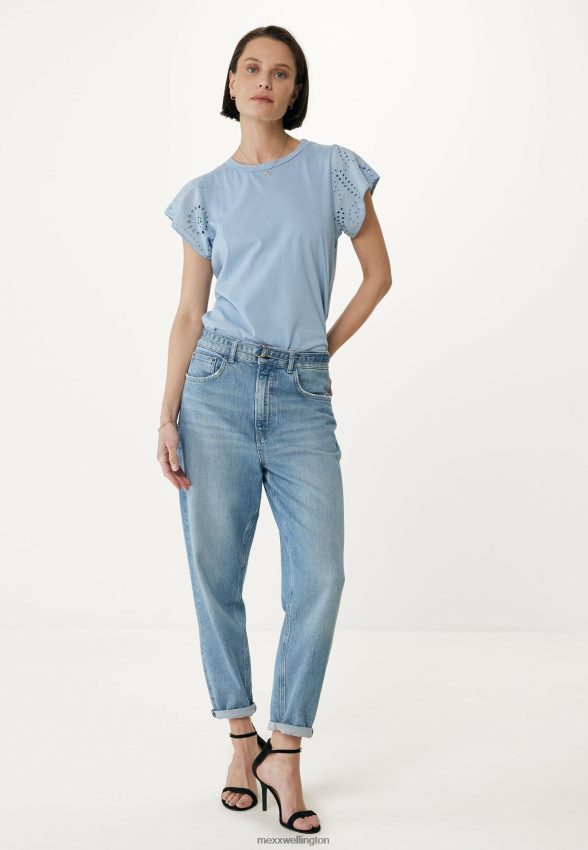 Women Mexx Blue Top Broidery Sleeves Baby 2B480T14