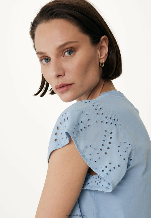 Women Mexx Blue Top Broidery Sleeves Baby 2B480T14