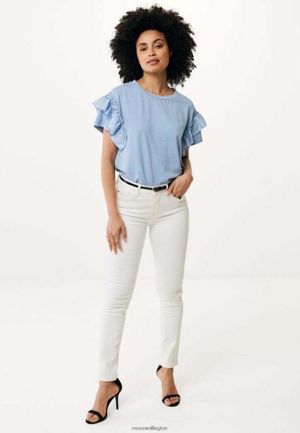Women Mexx Blue Top Ruffle Sleeves Baby 2B480T43