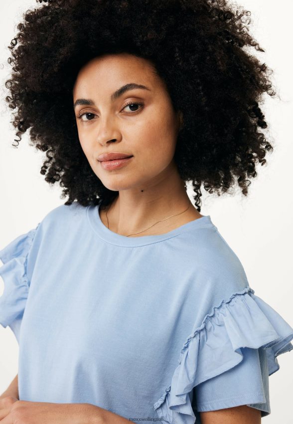 Women Mexx Blue Top Ruffle Sleeves Baby 2B480T43