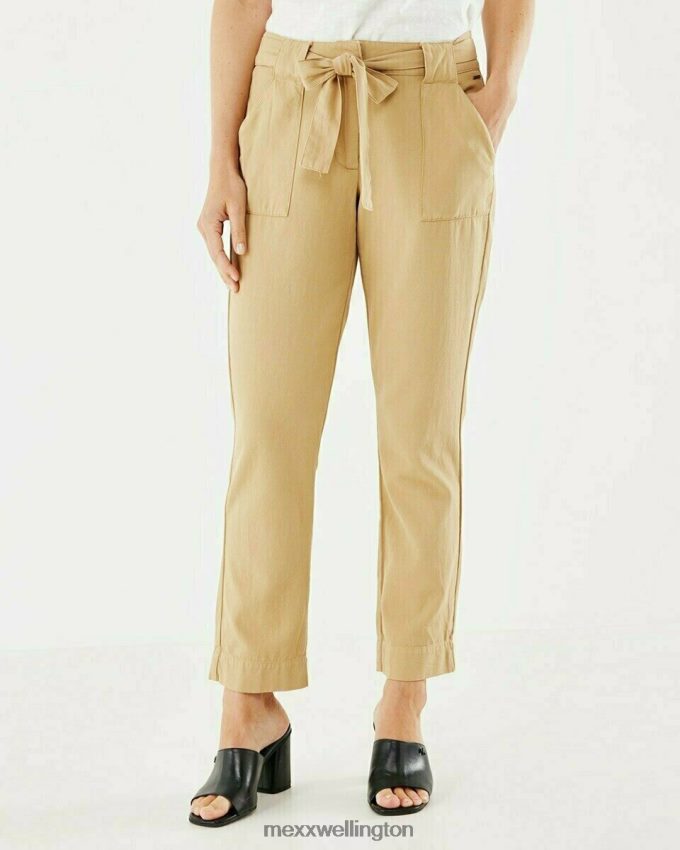 Women Mexx Gold Pants With Belt Beige 2B480T217