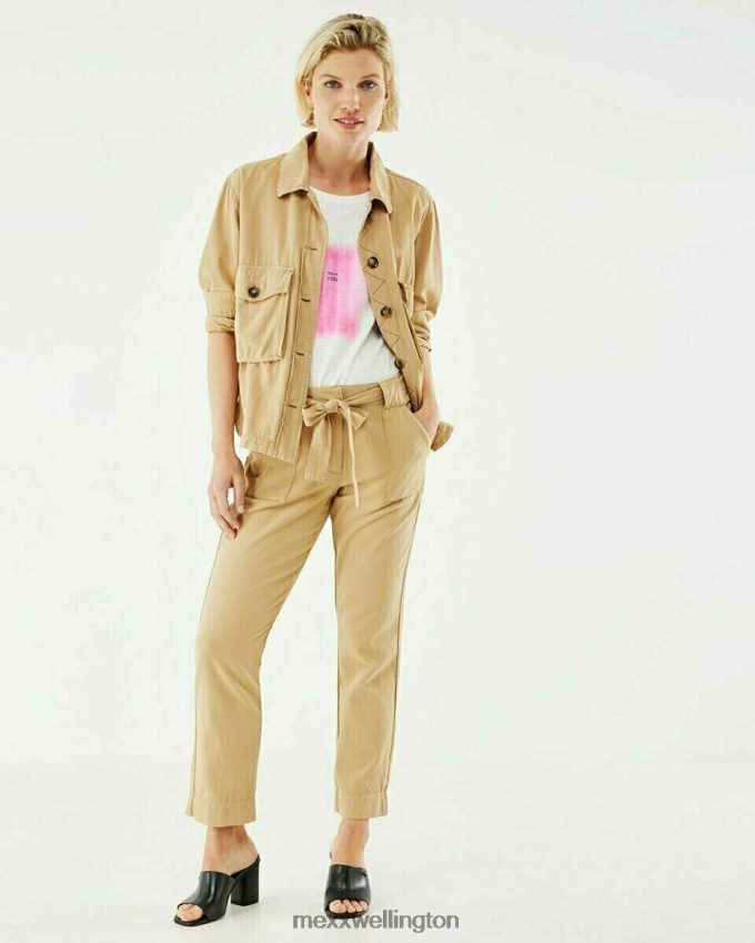 Women Mexx Gold Pants With Belt Beige 2B480T217