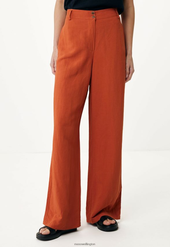 Women Mexx Orange Linen Pants Brick 2B480T88
