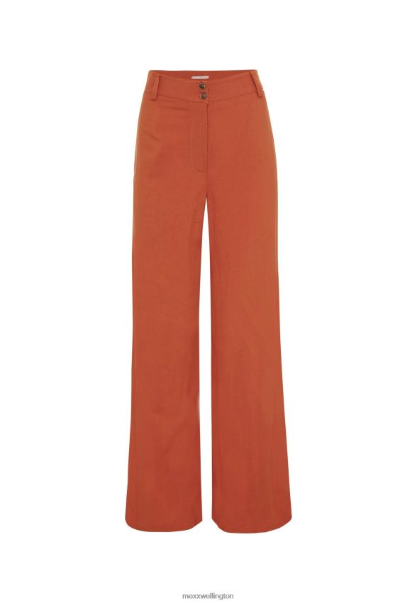 Women Mexx Orange Linen Pants Brick 2B480T88