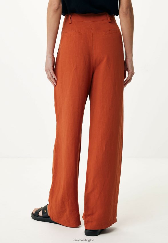 Women Mexx Orange Linen Pants Brick 2B480T88