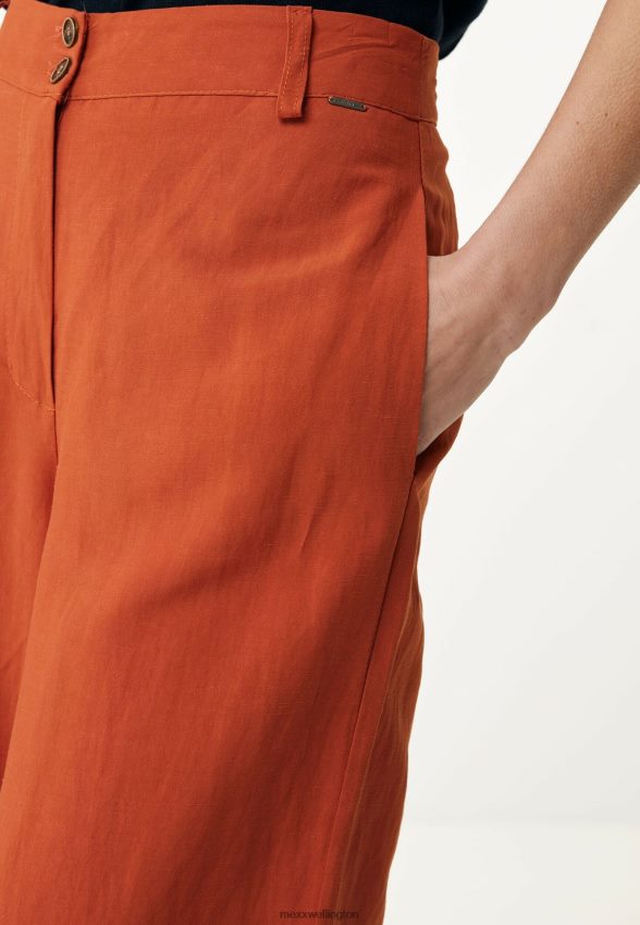 Women Mexx Orange Linen Pants Brick 2B480T88